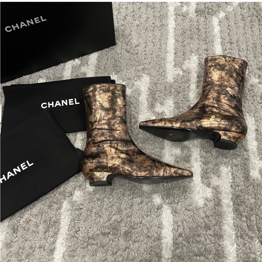 Chanel G34284 18K Laminated Goatskin Boots